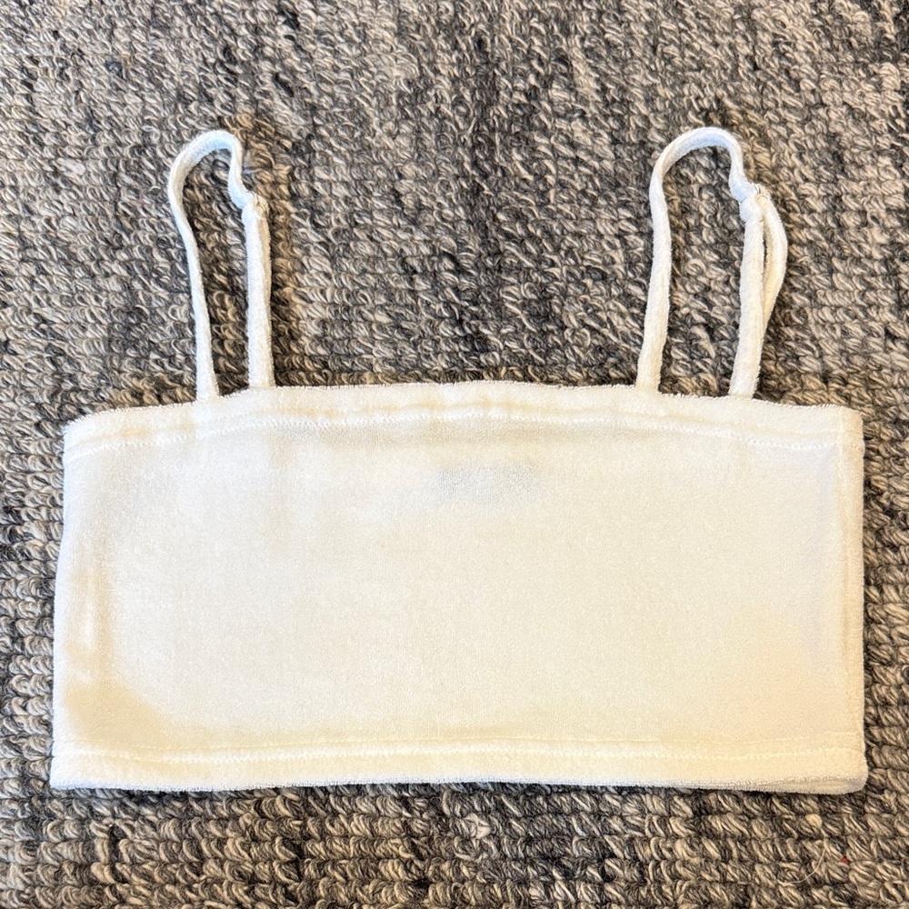 By.DYLN white terry cloth Crop Top